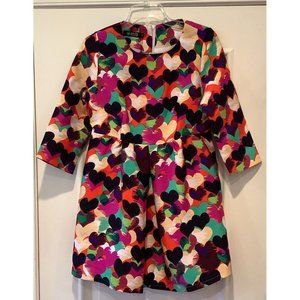 NEW Oasap Dress Size Small Womens 3/4 Sleeve Multicolored Hearts A-line Dress